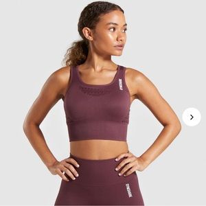 Gymshark Energy+ Seamless Crop Top in Berry Red - Size Medium